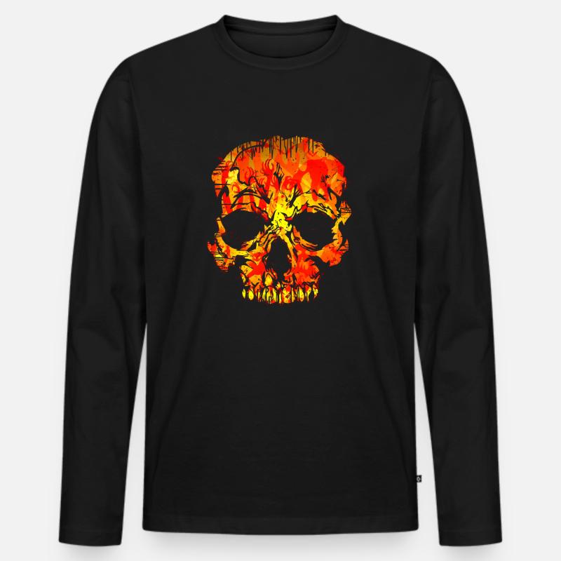 Schädel (Hölle) - Männer Premium Bio Langarmshirt - Schwarz