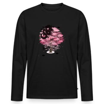 arbre chinois - T-shirt manches longues Premium bio Homme - noir - Devant - Nico (187cm)