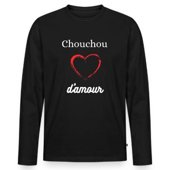 Chouchou d'amour - T-shirt manches longues Premium bio Homme - noir - Devant - Nico (187cm)