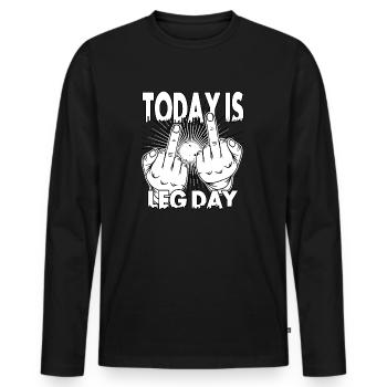 bodybuilding legday sport protein fitness muskel I - Männer Premium Bio Langarmshirt - Schwarz - Vorne - Nico (187cm)