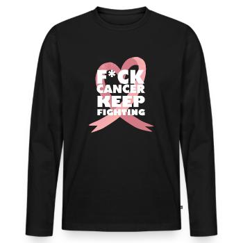 continuer à lutter contre le cancer du sein rose - T-shirt manches longues Premium bio Homme - noir - Devant - Nico (187cm)