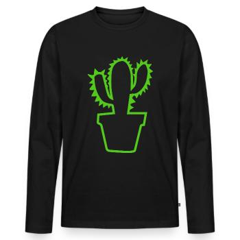 Cactus arbuste Cactus piquant jardinier de jardin - T-shirt manches longues Premium bio Homme - noir - Devant - Nico (187cm)