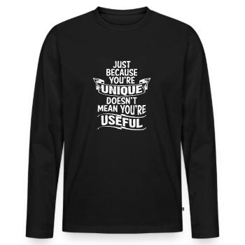UNIQUE NE VEUT PAS DIRE UTILE - T-shirt manches longues Premium bio Homme - noir - Devant - Nico (187cm)