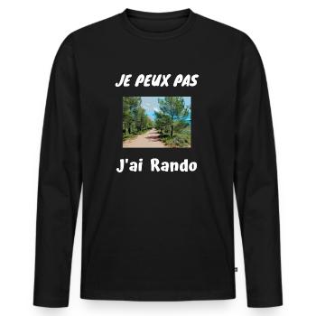 Je peux pas J'ai Rando - T-shirt manches longues Premium bio Homme - noir - Devant - Nico (187cm)
