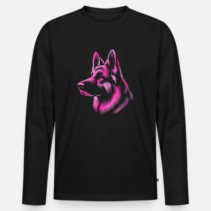 Deutscher Schäferhund Kopf pink - Männer Premium Bio Langarmshirt - Schwarz