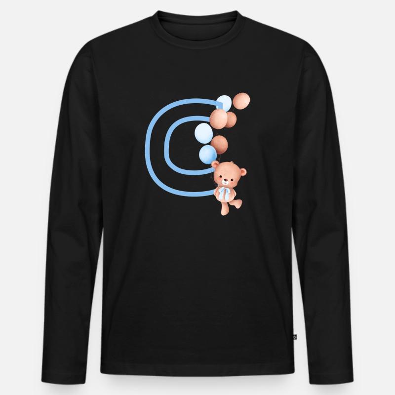 Buchstabe c blauer Bär - Männer Premium Bio Langarmshirt - Schwarz