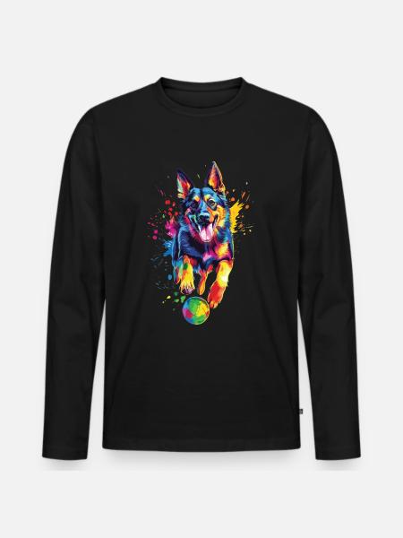 Deutscher Schäferhund - Männer Premium Bio Langarmshirt - Schwarz