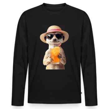 Erdmännchen - Männer Premium Bio Langarmshirt - Schwarz - Vorne - Nico (187cm)