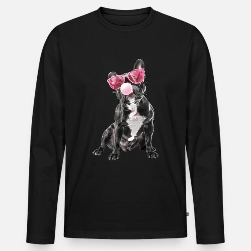 Boston Terrier - Männer Premium Bio Langarmshirt - Schwarz