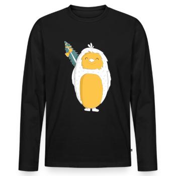 Yeti with Christmas tree - Men's Premium Organic Long Sleeve Shirt - black - Front - Nico (187cm)