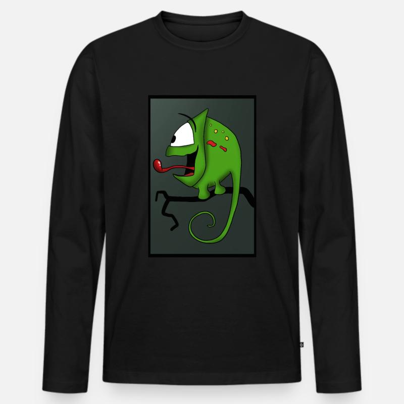Chamäleon - Männer Premium Bio Langarmshirt - Schwarz