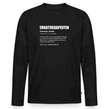 Ergotherapeutin/Ergotherapie/Wörterbuch/Definition - Männer Premium Bio Langarmshirt - Schwarz - Vorne - Nico (187cm)