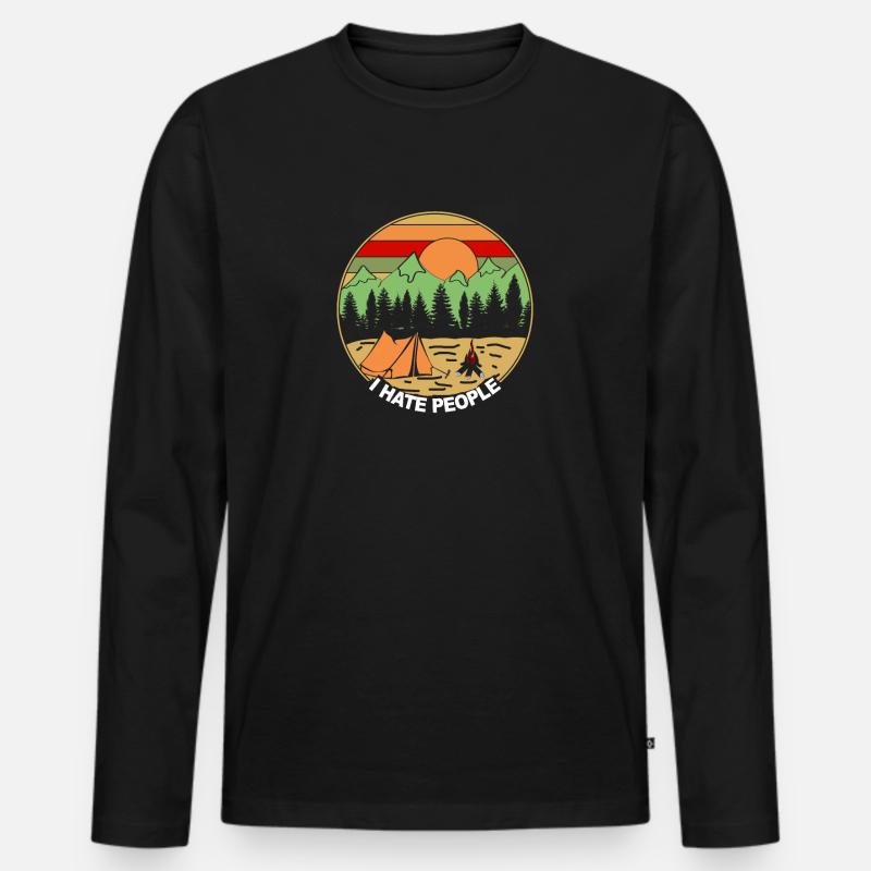 i hate people - Männer Premium Bio Langarmshirt - Schwarz
