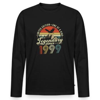 Legendary Since 1999 Vintage Birthday Gift - Men's Premium Organic Long Sleeve Shirt - black - Front - Nico (187cm)