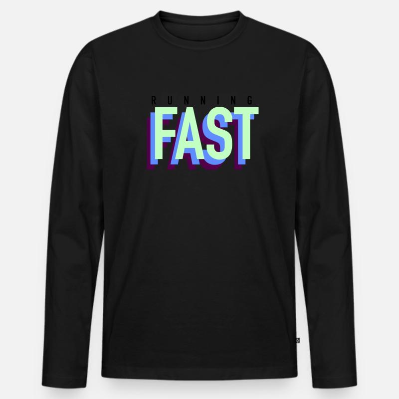 running fast - Männer Premium Bio Langarmshirt - Schwarz