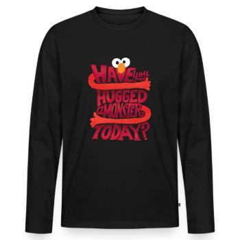Sesame Street Design Avec Elmo Et Citation - T-shirt manches longues Premium bio Homme - noir - Devant - Nico (187cm)