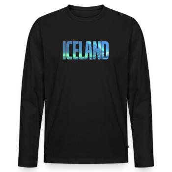 Island Polarlicht Aurora Borealis Iceland - Männer Premium Bio Langarmshirt - Schwarz - Vorne - Nico (187cm)