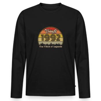 Millésime 1992 - T-shirt manches longues Premium bio Homme - noir - Devant - Nico (187cm)