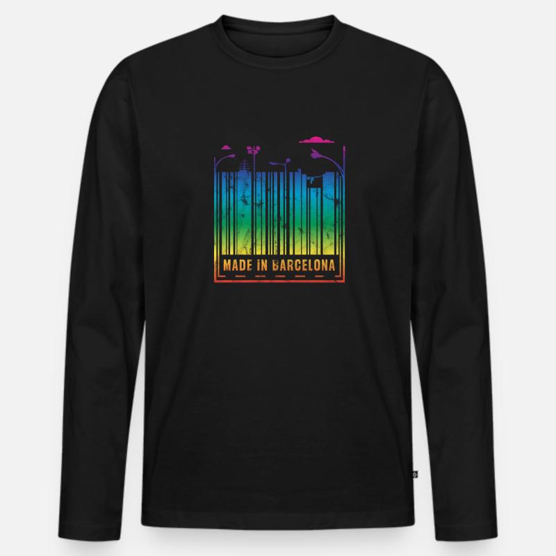 Made in Barcelona - Männer Premium Bio Langarmshirt - Schwarz