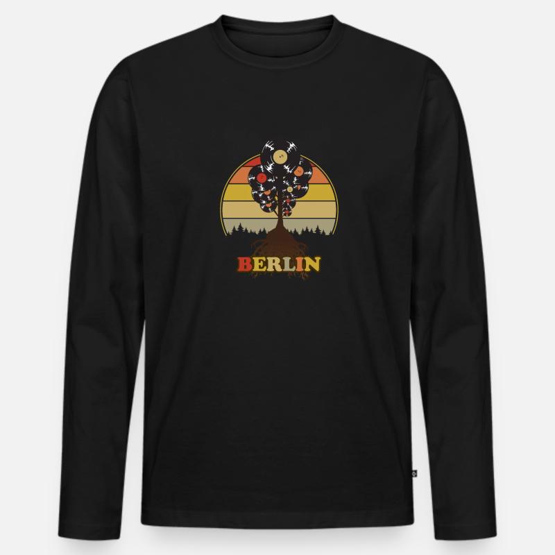 Berlin Musik Retro - Männer Premium Bio Langarmshirt - Schwarz