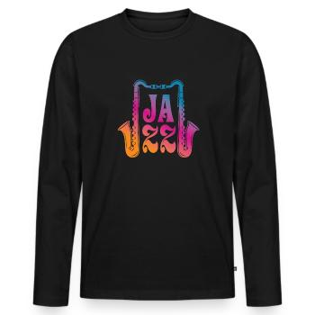 Jazz - T-shirt manches longues Premium bio Homme - noir - Devant - Nico (187cm)