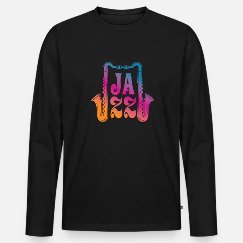 Jazz - Männer Premium Bio Langarmshirt - Schwarz
