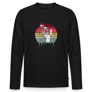 Christmas Retro Skeleton - Men's Premium Organic Long Sleeve Shirt - black - Front - Nico (187cm)