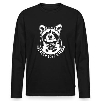 RATON laveur Peace Love Trash Animal Wildlife Wilsigns - T-shirt manches longues Premium bio Homme - noir - Devant - Nico (187cm)
