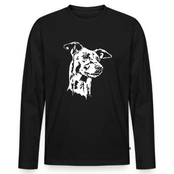 GREYHOUND Portrait Greyhound Greyhounds Wilsigns - T-shirt manches longues Premium bio Homme - noir - Devant - Nico (187cm)