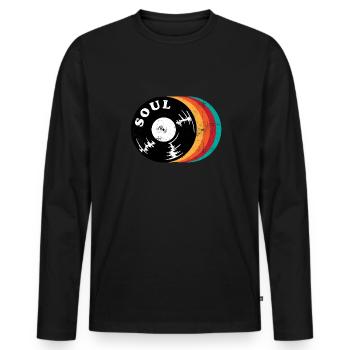 Musique soul - T-shirt manches longues Premium bio Homme - noir - Devant - Nico (187cm)