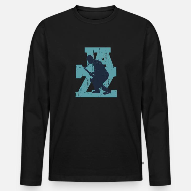 Jazz Saxophone Retro - Männer Premium Bio Langarmshirt - Schwarz