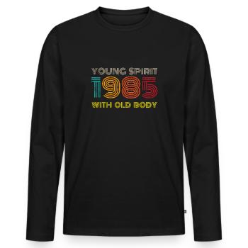 38e anniversaire 1985 - T-shirt manches longues Premium bio Homme - noir - Devant - Nico (187cm)