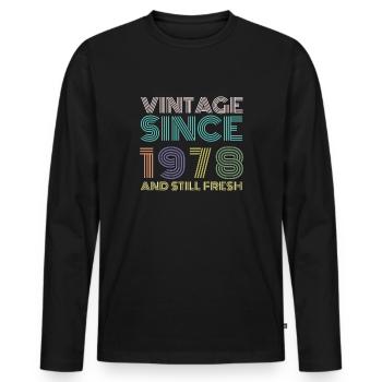 Millésime 1978 - T-shirt manches longues Premium bio Homme - noir - Devant - Nico (187cm)