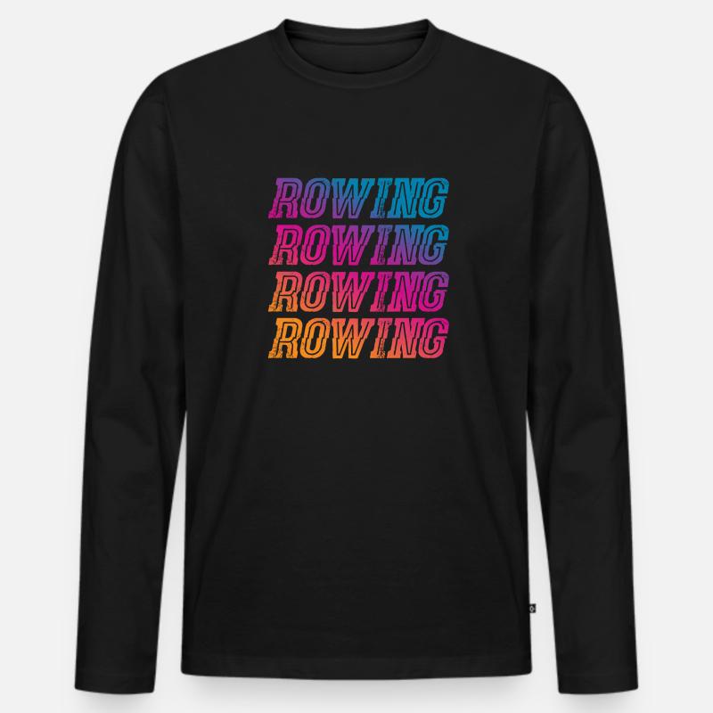 Rowing Ruderer Geschenk - Männer Premium Bio Langarmshirt - Schwarz