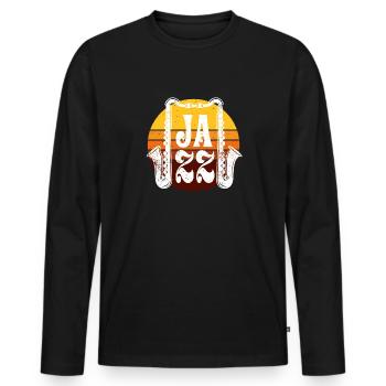 Jazz Musik Retro - Männer Premium Bio Langarmshirt - Schwarz - Vorne - Nico (187cm)