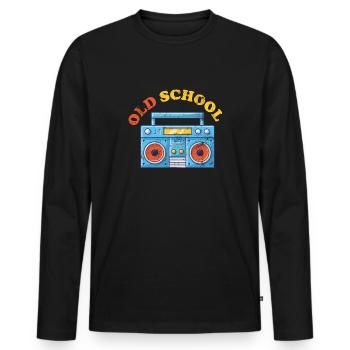 Old School Ghettoblaster - Männer Premium Bio Langarmshirt - Schwarz - Vorne - Nico (187cm)