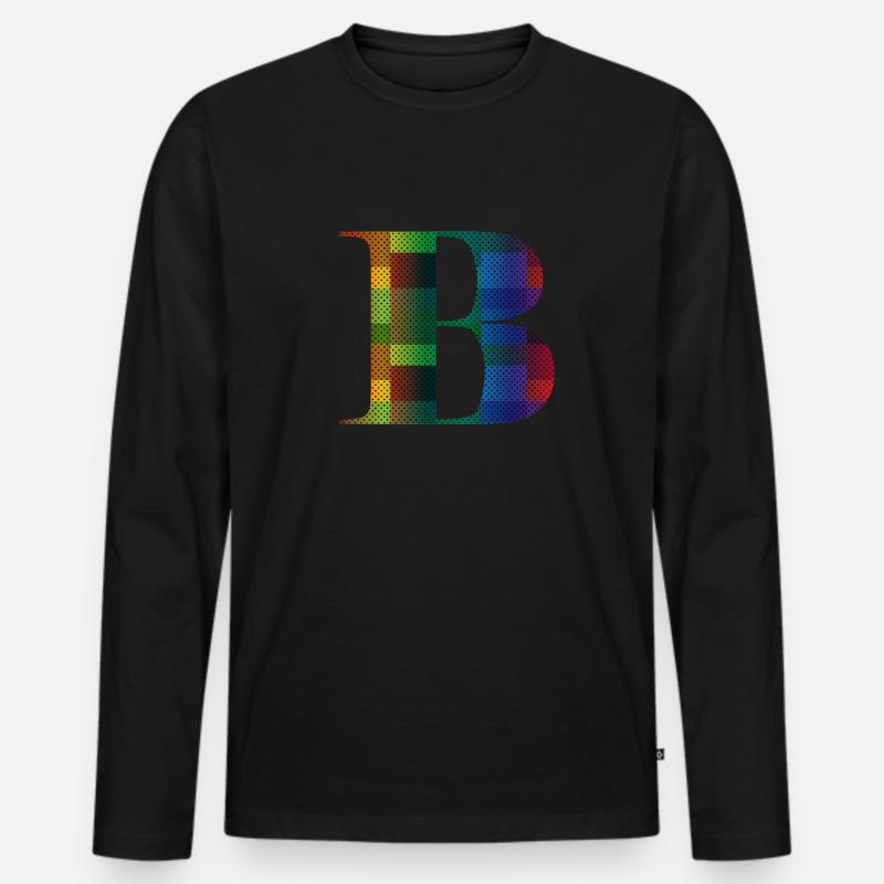 Buchstabe S - Männer Premium Bio Langarmshirt - Schwarz