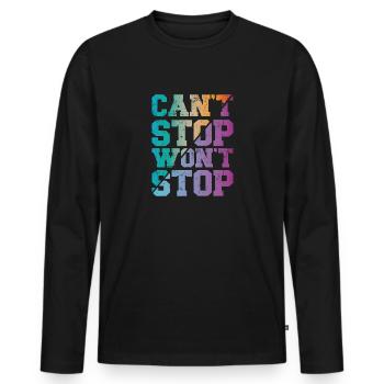 Can't Stop won't Stop - Men's Premium Organic Long Sleeve Shirt - black - Front - Nico (187cm)