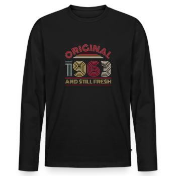 Vintage 1963 - Men's Premium Organic Long Sleeve Shirt - black - Front - Nico (187cm)