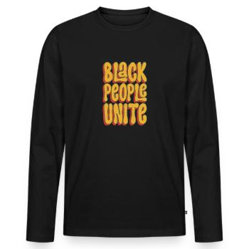 Black people unite - Männer Premium Bio Langarmshirt - Schwarz - Vorne - Nico (187cm)