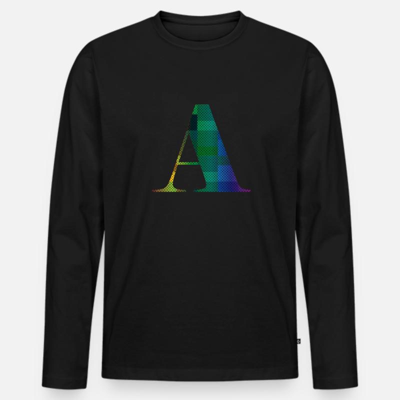 Buchstabe A - Männer Premium Bio Langarmshirt - Schwarz