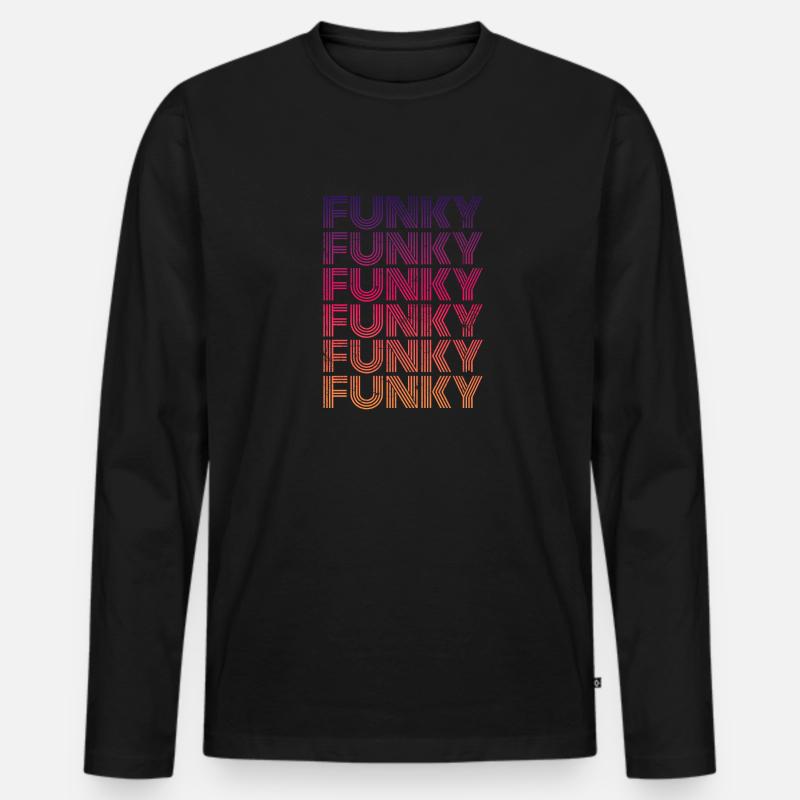 Funky Musik Retro - Männer Premium Bio Langarmshirt - Schwarz