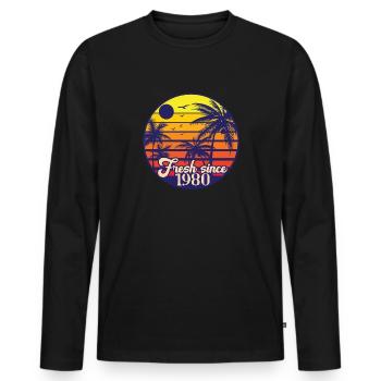 Fresh since 1980 - Männer Premium Bio Langarmshirt - Schwarz - Vorne - Nico (187cm)