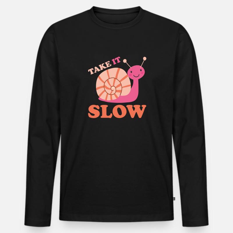 Take it Slow Schnecke - Männer Premium Bio Langarmshirt - Schwarz
