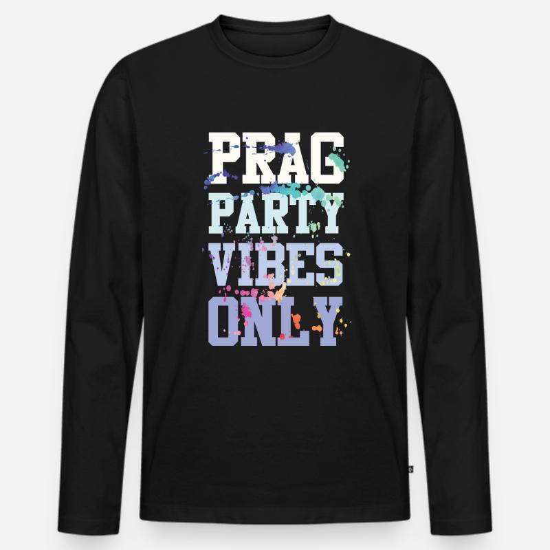 Prag Party Vibes - Männer Premium Bio Langarmshirt - Schwarz
