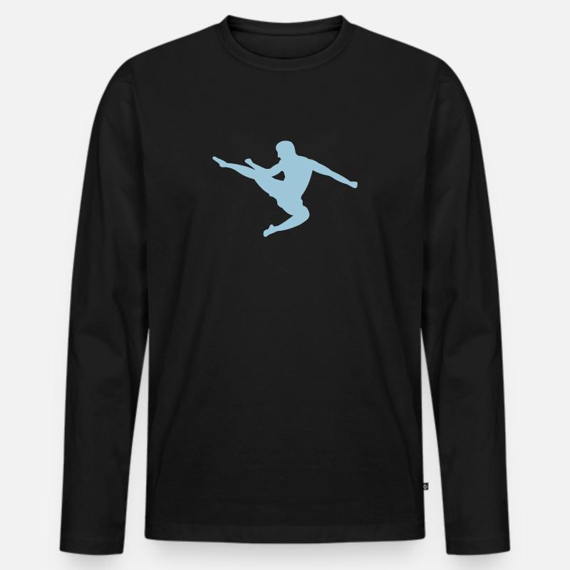karate - Männer Premium Bio Langarmshirt - Schwarz