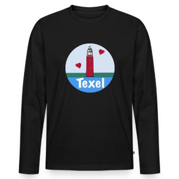 Lighthouse Eierland Texel Liebe - Men's Premium Organic Long Sleeve Shirt - black - Front - Nico (187cm)