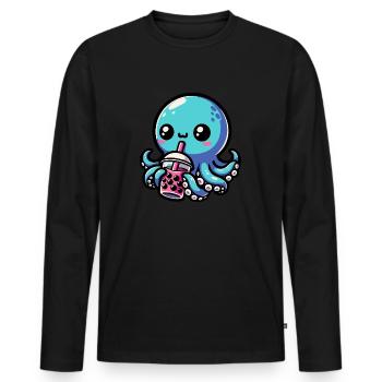 Bubble Tea Octopus Boba Tea Kawaii Geschenk - Männer Premium Bio Langarmshirt - Schwarz - Vorne - Nico (187cm)
