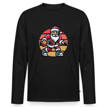 Weihnachtsmann Spielt Basketball Vintage Sunset - Männer Premium Bio Langarmshirt - Schwarz - Vorne - Nico (187cm)