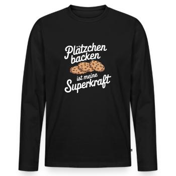 Baking cookies is my superpower - Men's Premium Organic Long Sleeve Shirt - black - Front - Nico (187cm)